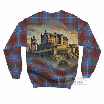 Trotter Tartan Family Crest Sweatshirt with Scottish Ancient Castle Style - Tartan Vibes Clothing