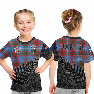 Trotter Crest Tartan Kid T-Shirt with New Zealand Silver Fern Half Style - Tartan Vibes Clothing