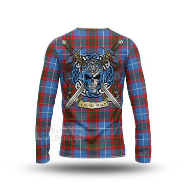 Trotter Tartan Long Sleeve T-Shirt with Family Crest Celtic Skull Style - Tartan Vibes Clothing