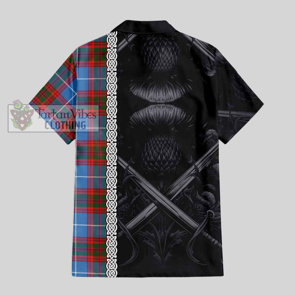 Trotter Tartan Hawaiian Shirt with Family Crest Cross Sword Thistle Celtic Vibes - Tartan Vibes Clothing