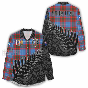 Trotter Crest Tartan Women's Casual Shirt with New Zealand Silver Fern Half Style - Tartan Vibes Clothing