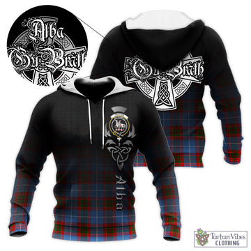 Trotter Tartan Knitted Hoodie Featuring Alba Gu Brath Family Crest Celtic Inspired