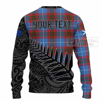 Trotter Crest Tartan Knitted Sweater with New Zealand Silver Fern Half Style - Tartan Vibes Clothing