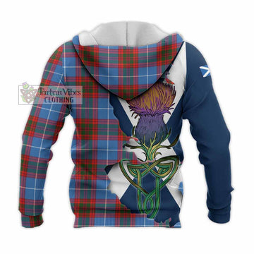 Tartan Vibes Clothing Trotter Tartan Family Crest Knitted Hoodie Scottish Thistle Celtic Inspired