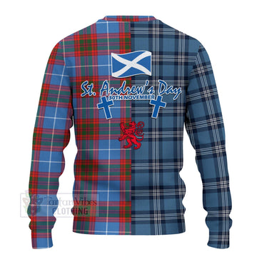 Trotter Tartan Knitted Sweater Happy St. Andrew's Day Half Tartan Style - Tartan Vibes Clothing