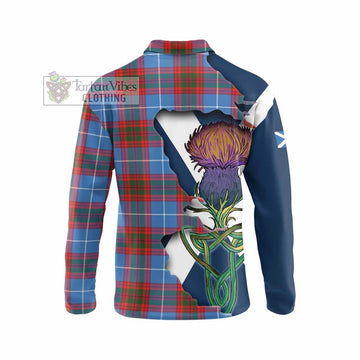 Tartan Vibes Clothing Trotter Tartan Family Crest Long Sleeve Polo Shirt Scottish Thistle Celtic Inspired