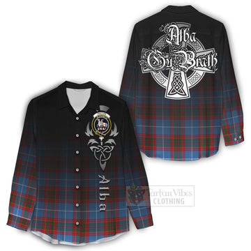 Trotter Tartan Women's Casual Shirt Featuring Alba Gu Brath Family Crest Celtic Inspired - Tartan Vibes Clothing