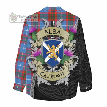 Trotter Tartan Family Crest Women's Casual Shirt Lion Rampant Royal Thistle Shield Celtic Inspired - Tartan Vibes Clothing