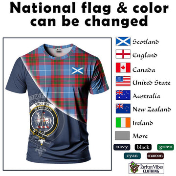 Trotter Tartan T-Shirt with Personalised National Flag and Family Crest Half Style - Tartan Vibes Clothing