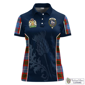 Trotter Tartan Women's Polo Shirt with Family Crest and Scottish Thistle Vibes Sport Style - Tartan Vibes Clothing