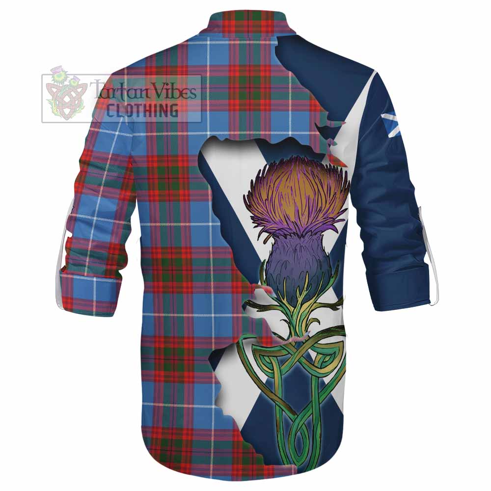 Tartan Vibes Clothing Trotter Tartan Family Crest Ghillie Kilt Shirt Scottish Thistle Celtic Inspired