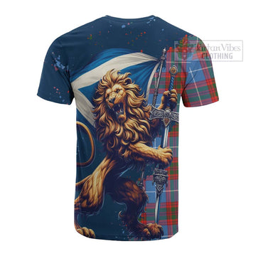 Trotter Tartan Family Crest Cotton T-shirt with Scottish Majestic Lion - Tartan Vibes Clothing