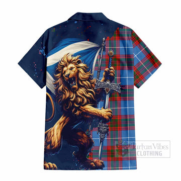 Trotter Tartan Family Crest Hawaiian Shirt with Scottish Majestic Lion - Tartan Vibes Clothing