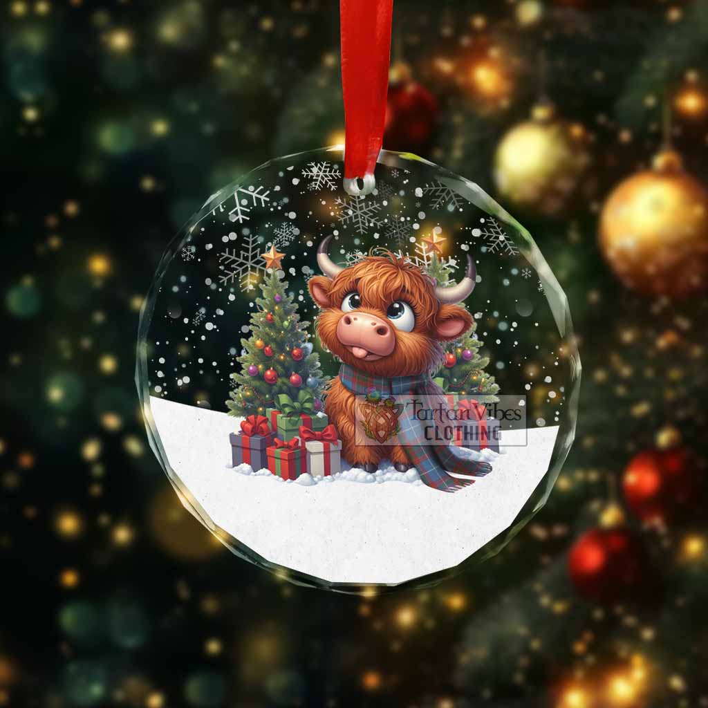Trotter Clan Christmas Glass Ornament with Adorable Highland Coo - Tartan Vibes Clothing