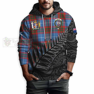 Trotter Crest Tartan Hoodie with New Zealand Silver Fern Half Style - Tartan Vibes Clothing