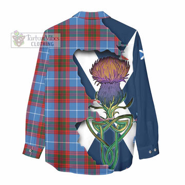 Tartan Vibes Clothing Trotter Tartan Family Crest Women's Casual Shirt Scottish Thistle Celtic Inspired