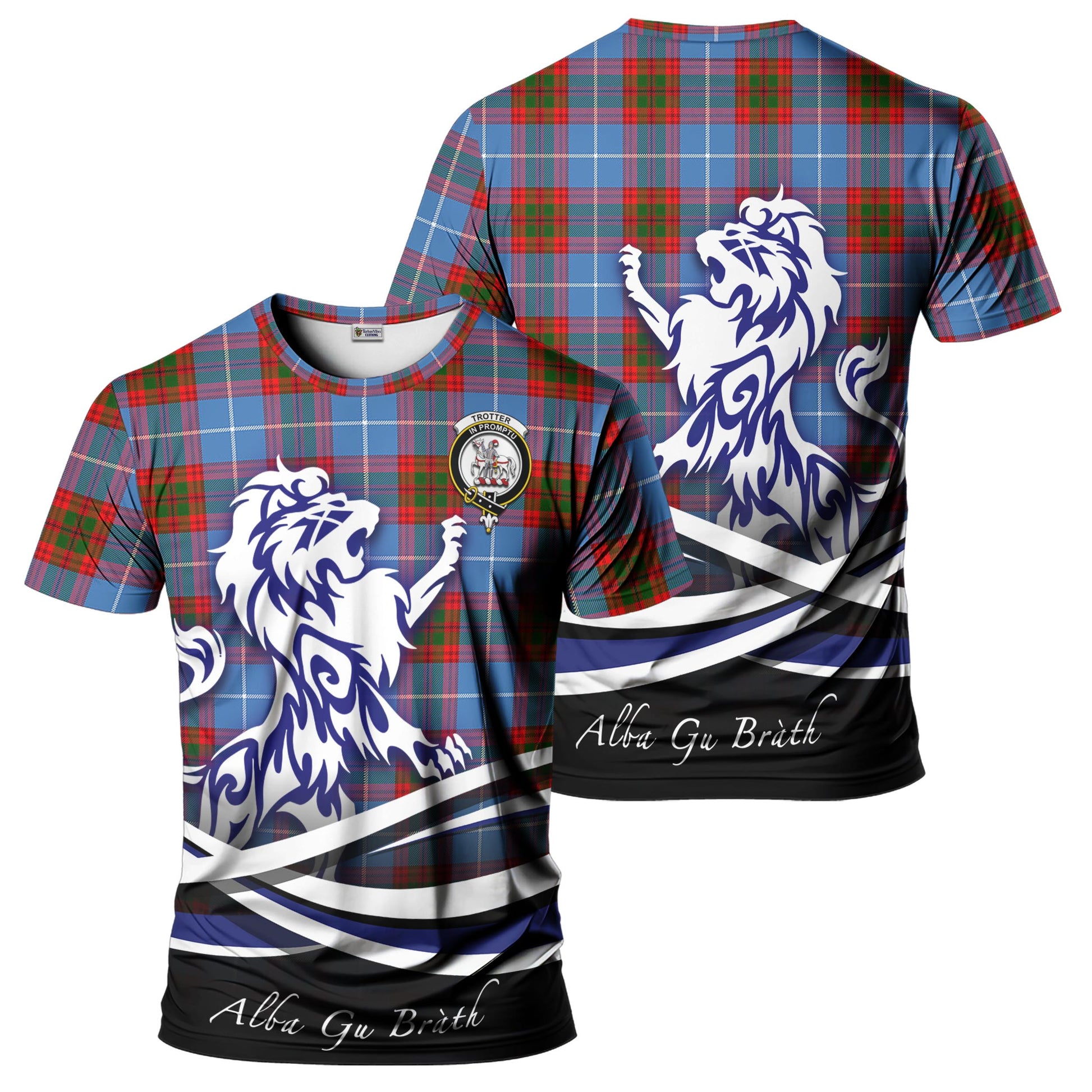 Trotter Tartan T-Shirt with Alba Gu Brath Regal Lion Emblem - Tartan Vibes Clothing