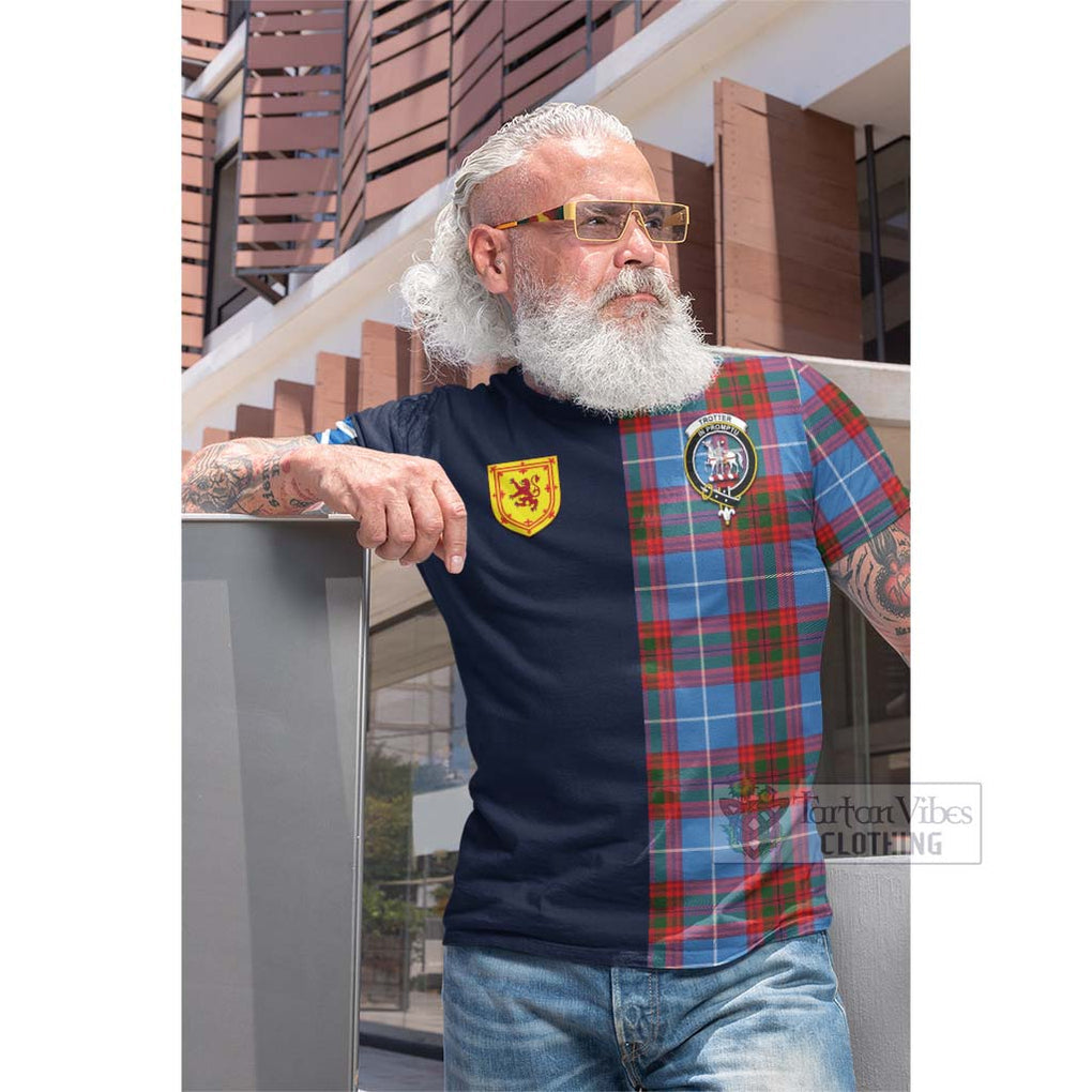 Trotter Tartan Cotton T-shirt Alba with Scottish Lion Royal Arm Half Style Men's Shirt - Tartan Vibes Clothing