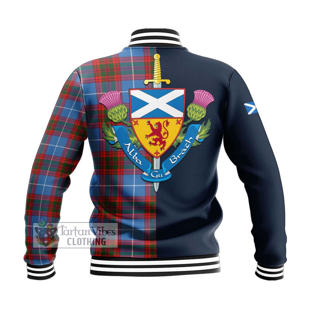 Trotter Tartan Baseball Jacket Alba with Scottish Lion Royal Arm Half Style - Tartan Vibes Clothing