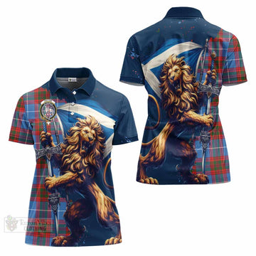 Trotter Tartan Family Crest Women's Polo Shirt with Scottish Majestic Lion - Tartan Vibes Clothing