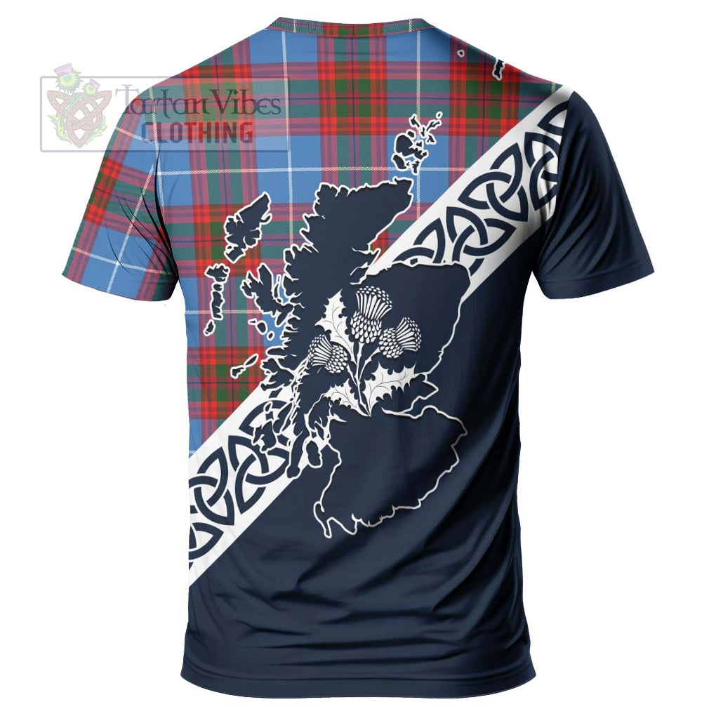 Trotter Tartan T-Shirt Featuring Thistle and Scotland Map - Tartanvibesclothing Store