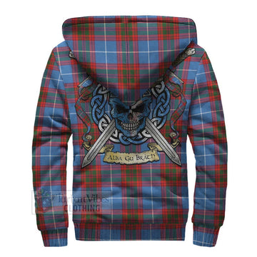 Trotter Tartan Sherpa Hoodie with Family Crest Celtic Skull Style - Tartan Vibes Clothing