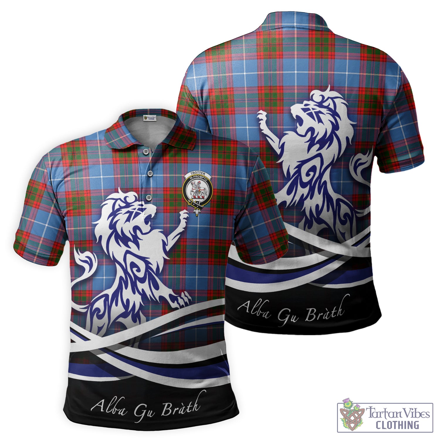 Trotter Tartan Polo Shirt with Alba Gu Brath Regal Lion Emblem - Tartan Vibes Clothing