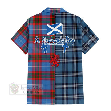 Trotter Tartan Hawaiian Shirt Happy St. Andrew's Day Half Tartan Style - Tartan Vibes Clothing