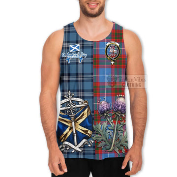Trotter Tartan Men's Tank Top Happy St. Andrew's Day Half Tartan Style - Tartan Vibes Clothing