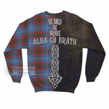 Trotter Tartan Family Crest Sweatshirt Alba Gu Brath Be Brave Lion Ancient Style - Tartan Vibes Clothing