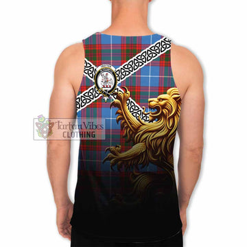 Trotter Crest Tartan Men's Tank Top with Golden Lion Emblem Celtic Style - Tartan Vibes Clothing