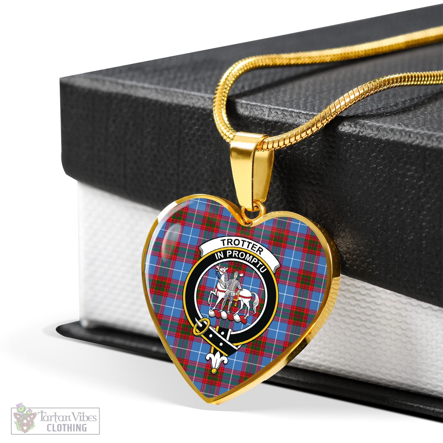 Trotter Tartan Heart Necklace with Family Crest - Tartan Vibes Clothing