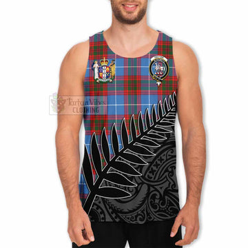 Trotter Crest Tartan Men's Tank Top with New Zealand Silver Fern Half Style - Tartan Vibes Clothing
