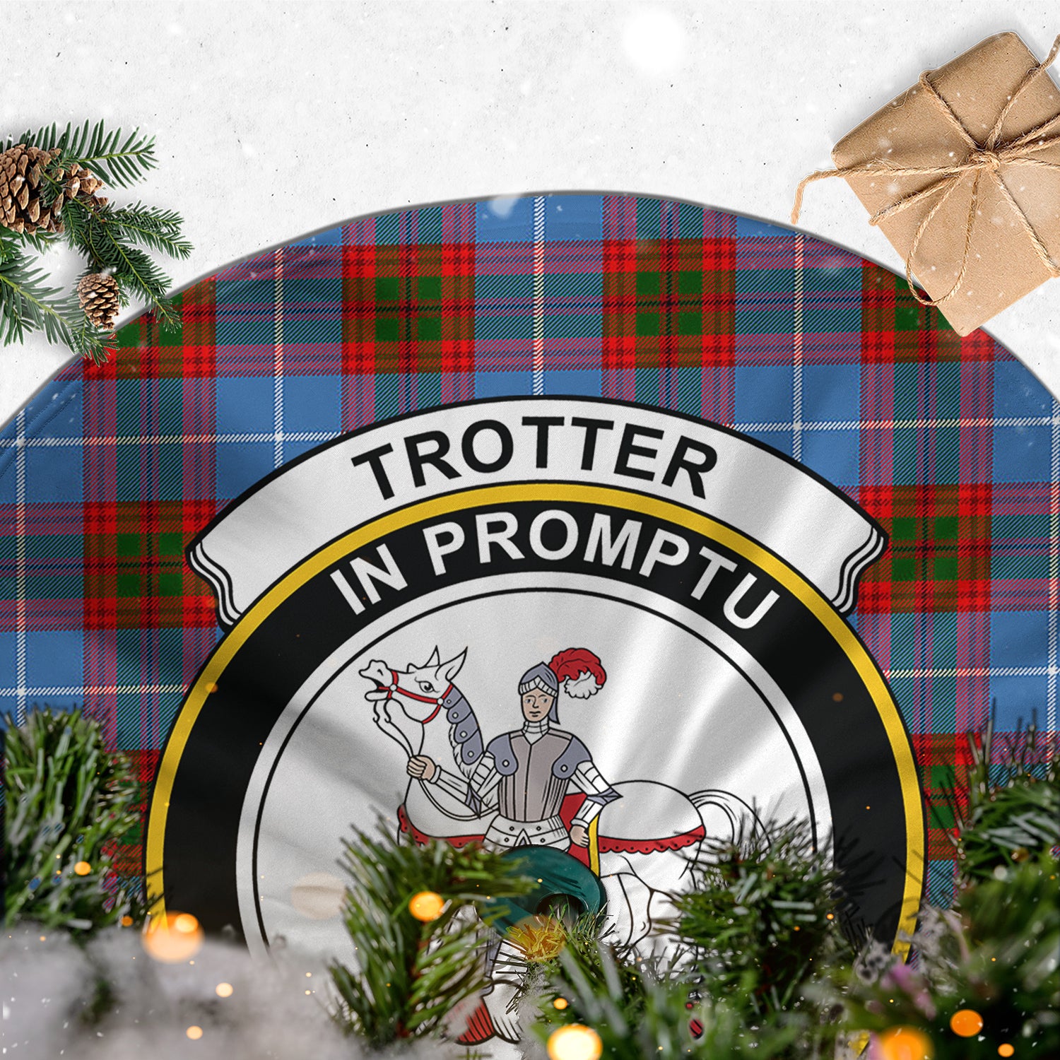 Trotter Tartan Christmas Tree Skirt with Family Crest - Tartan Vibes Clothing