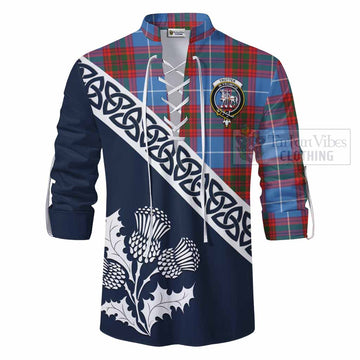 Trotter Tartan Ghillie Kilt Shirt Featuring Thistle and Scotland Map - Tartan Vibes Clothing