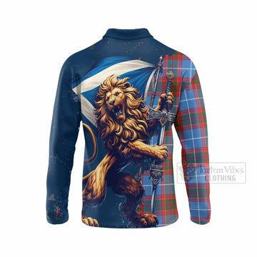 Trotter Tartan Family Crest Long Sleeve Polo Shirt with Scottish Majestic Lion - Tartan Vibes Clothing