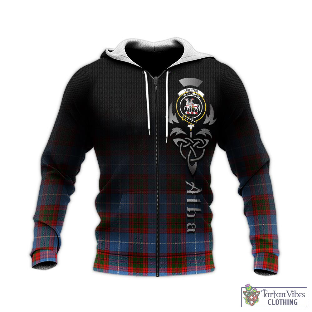 Trotter Tartan Knitted Hoodie Featuring Alba Gu Brath Family Crest Celtic Inspired - Tartan Vibes Clothing