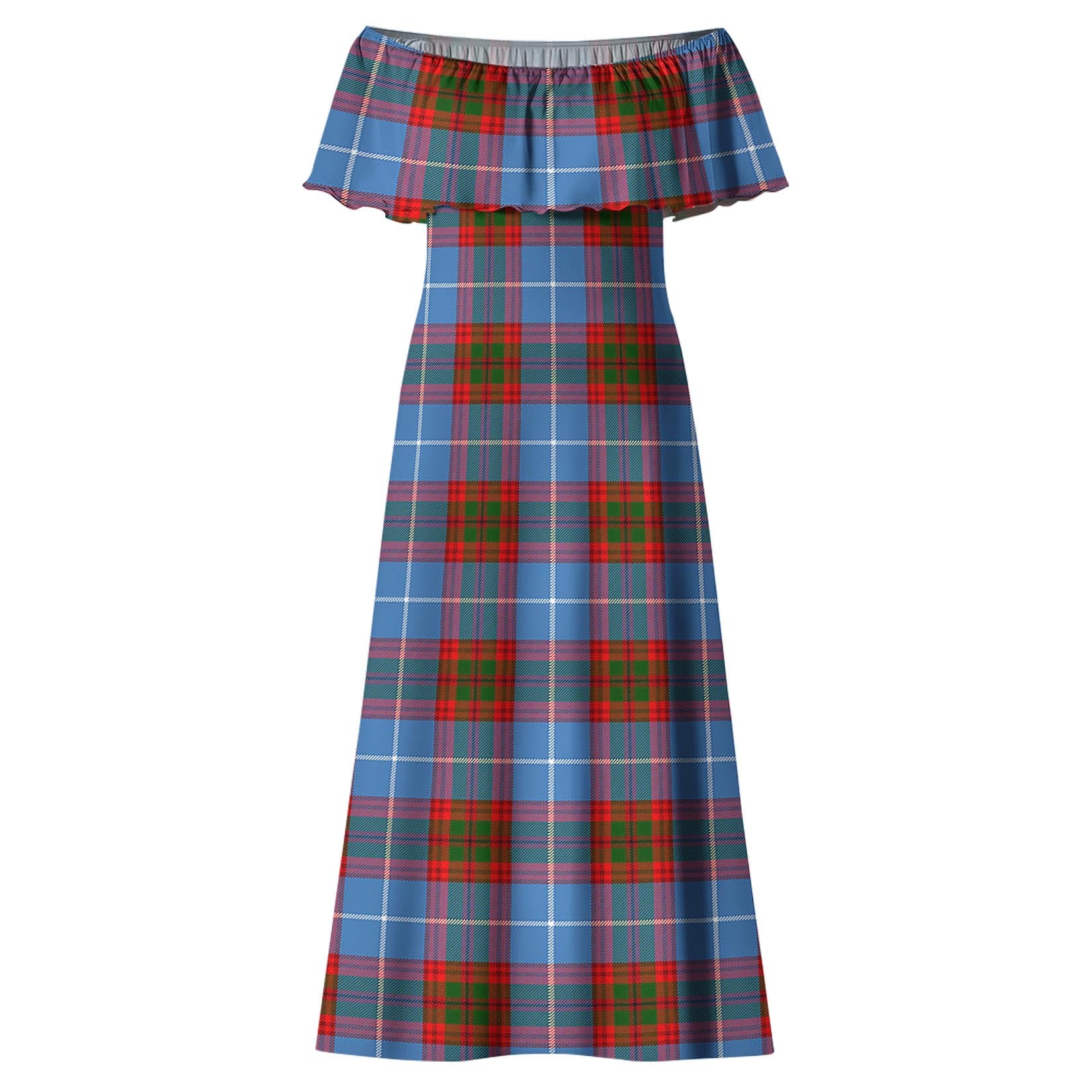 Trotter Tartan Off Shoulder Long Dress - Tartan Vibes Clothing