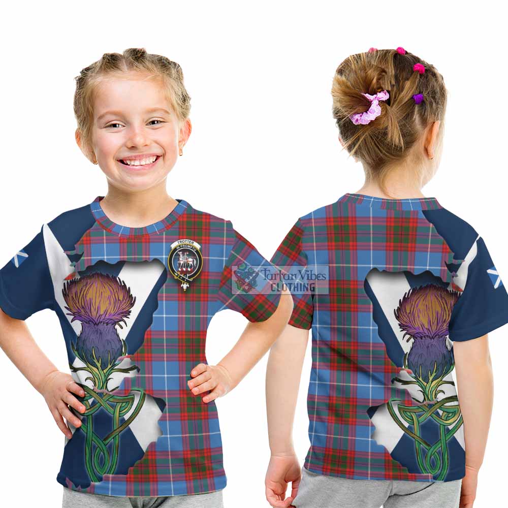 Tartan Vibes Clothing Trotter Tartan Family Crest Kid T-Shirt Scottish Thistle Celtic Inspired