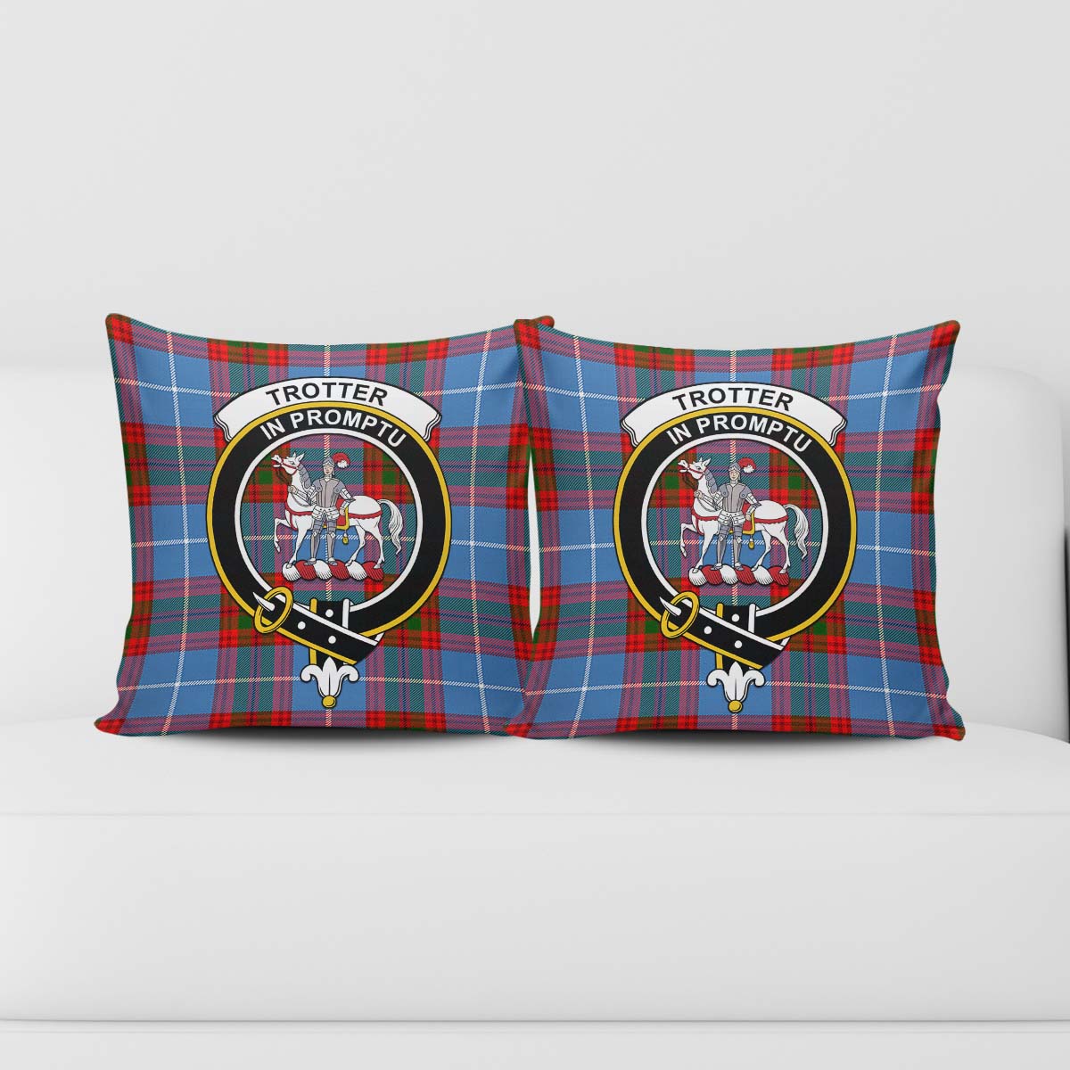 Trotter Tartan Pillow Cover with Family Crest - Tartan Vibes Clothing