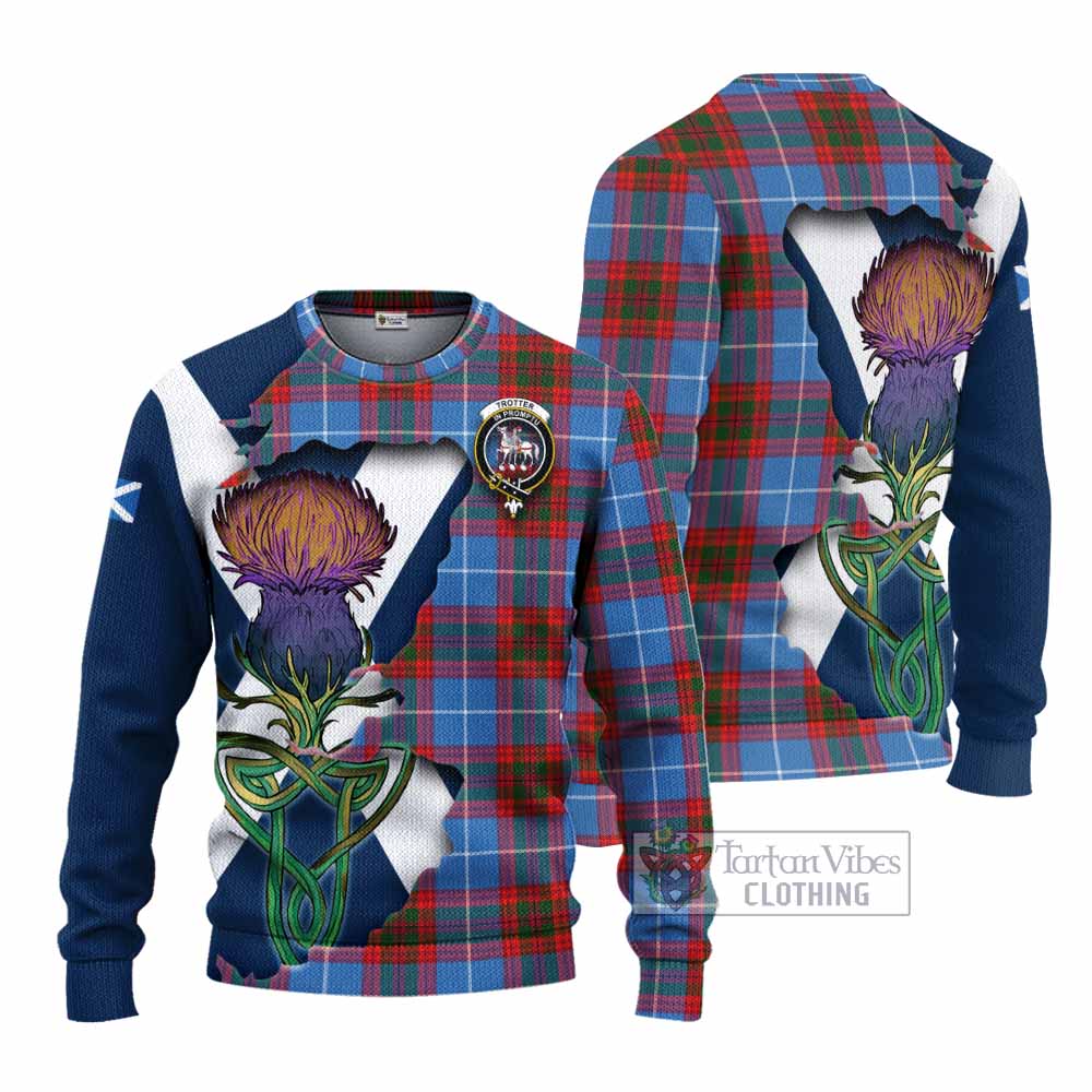 Tartan Vibes Clothing Trotter Tartan Family Crest Knitted Sweater Scottish Thistle Celtic Inspired