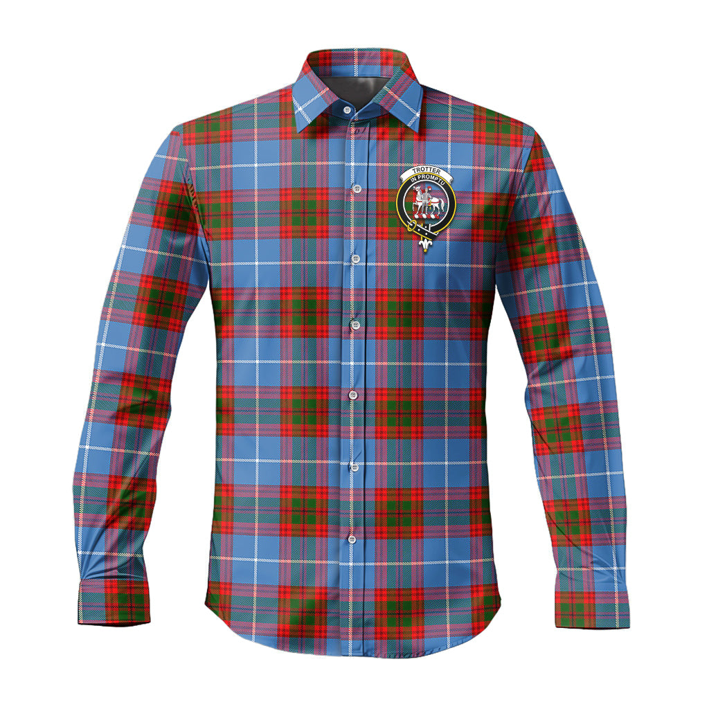 Trotter Tartan Long Sleeve Button Up Shirt with Family Crest Men's Shirt - Tartan Vibes Clothing