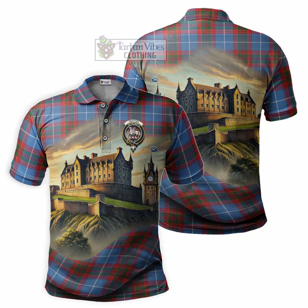Trotter Tartan Family Crest Polo Shirt with Scottish Ancient Castle Style - Tartan Vibes Clothing