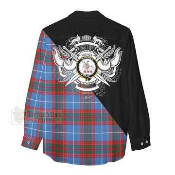 Trotter Tartan Women's Casual Shirt with Family Crest and Military Logo Style - Tartan Vibes Clothing