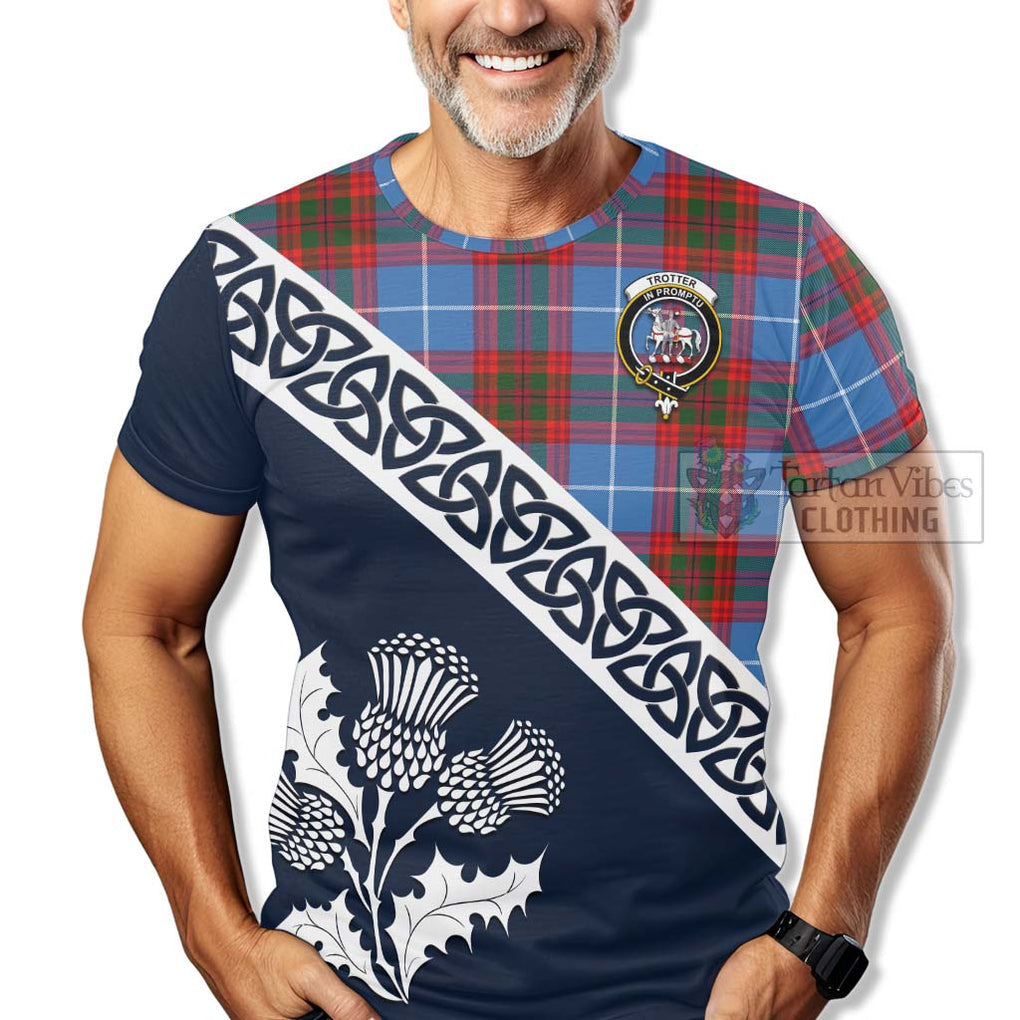Trotter Tartan T-Shirt Featuring Thistle and Scotland Map - Tartanvibesclothing Store