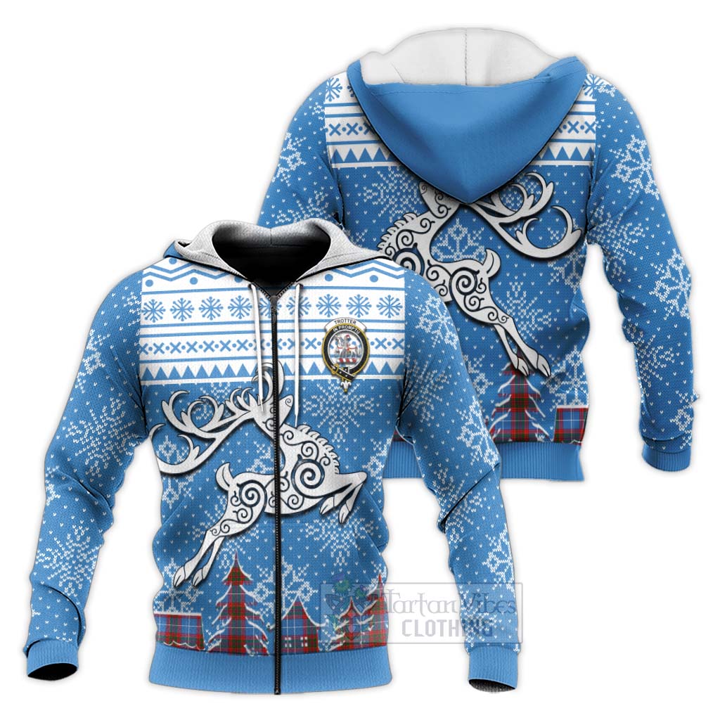 Trotter Clan Christmas Knitted Hoodie Celtic Reindeer Style Unisex - Tartan Vibes Clothing