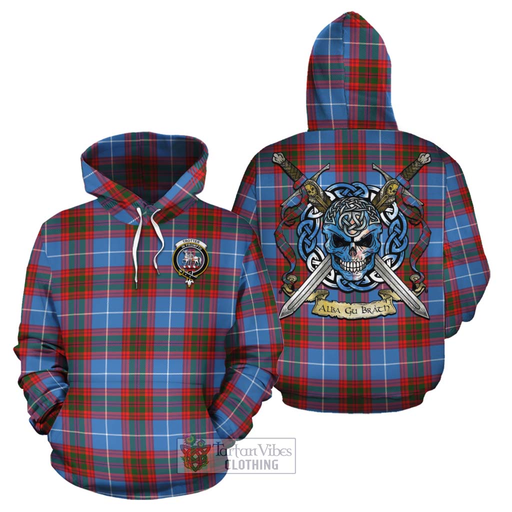 Trotter Tartan Cotton Hoodie with Family Crest Celtic Skull Style Zip Hoodie - Tartan Vibes Clothing