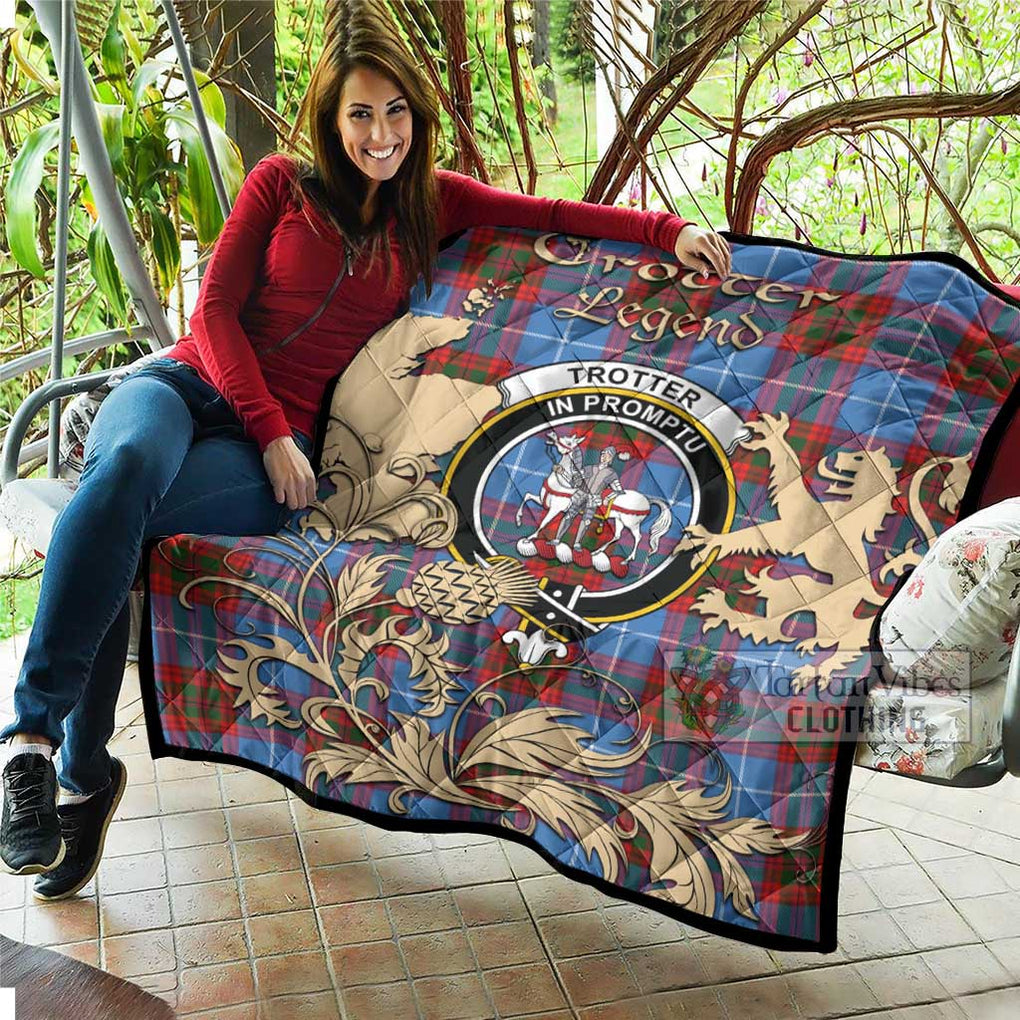Tartan Vibes Clothing Trotter Tartan Quilt with Family Crest and Scottish Symbol Style