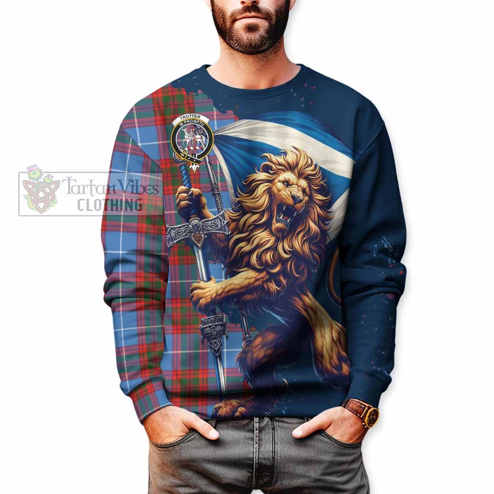 Trotter Tartan Family Crest Sweatshirt with Scottish Majestic Lion - Tartan Vibes Clothing