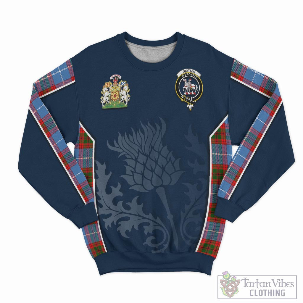 Trotter Tartan Sweatshirt with Family Crest and Scottish Thistle Vibes Sport Style - Tartan Vibes Clothing